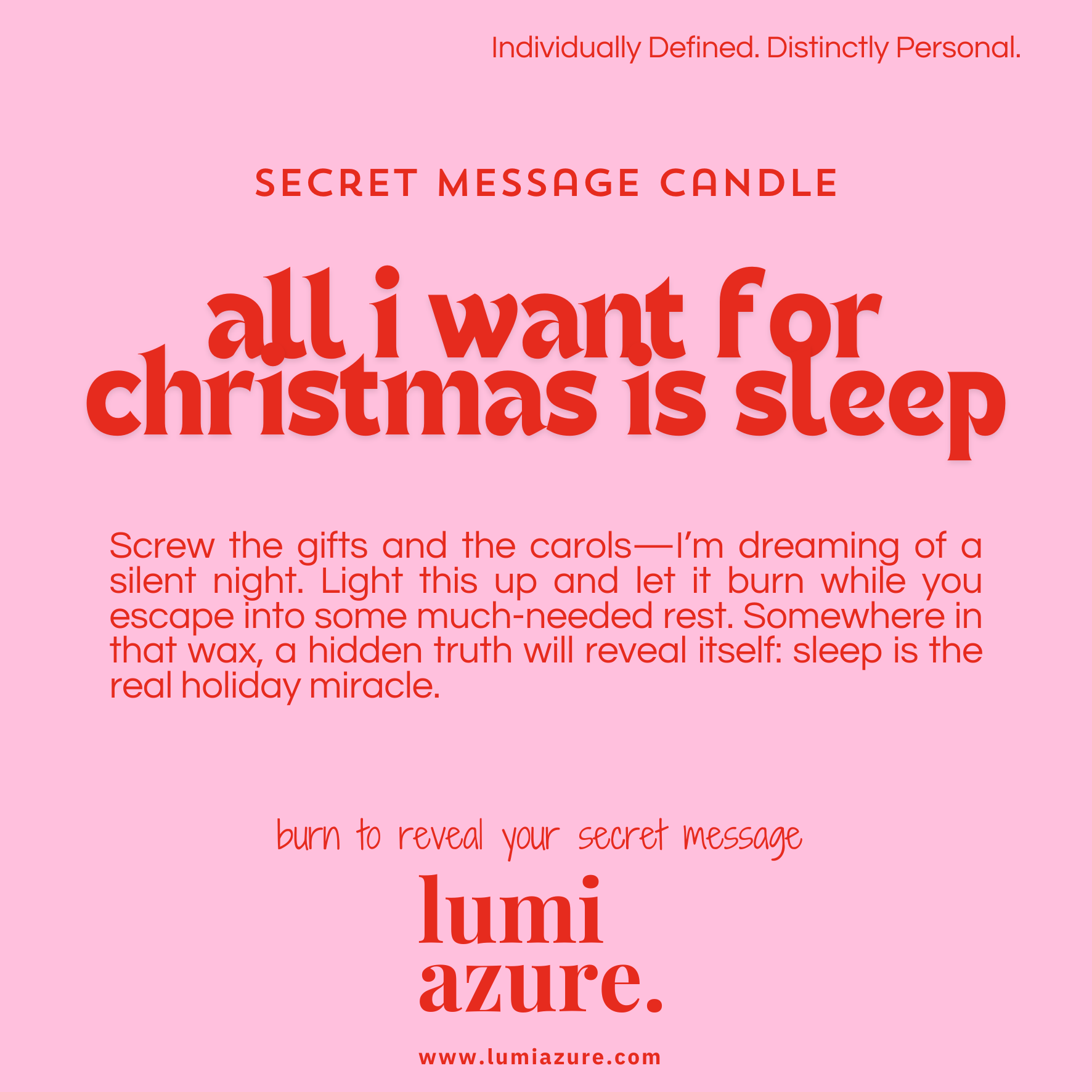 Secret Message Candle - All I Want For Christmas Is Sleep