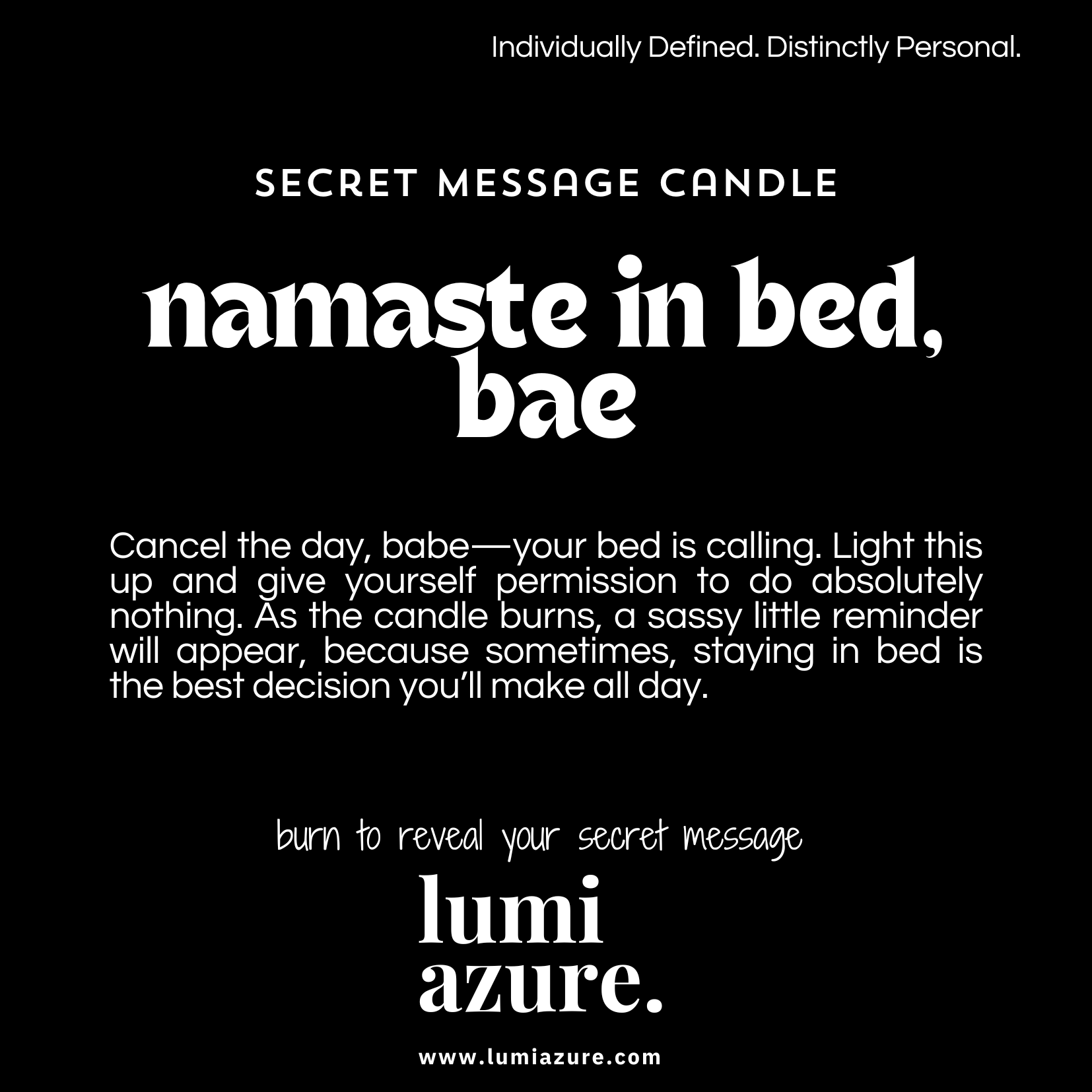 Secret Message Candle - Namaste in Bed, Bae