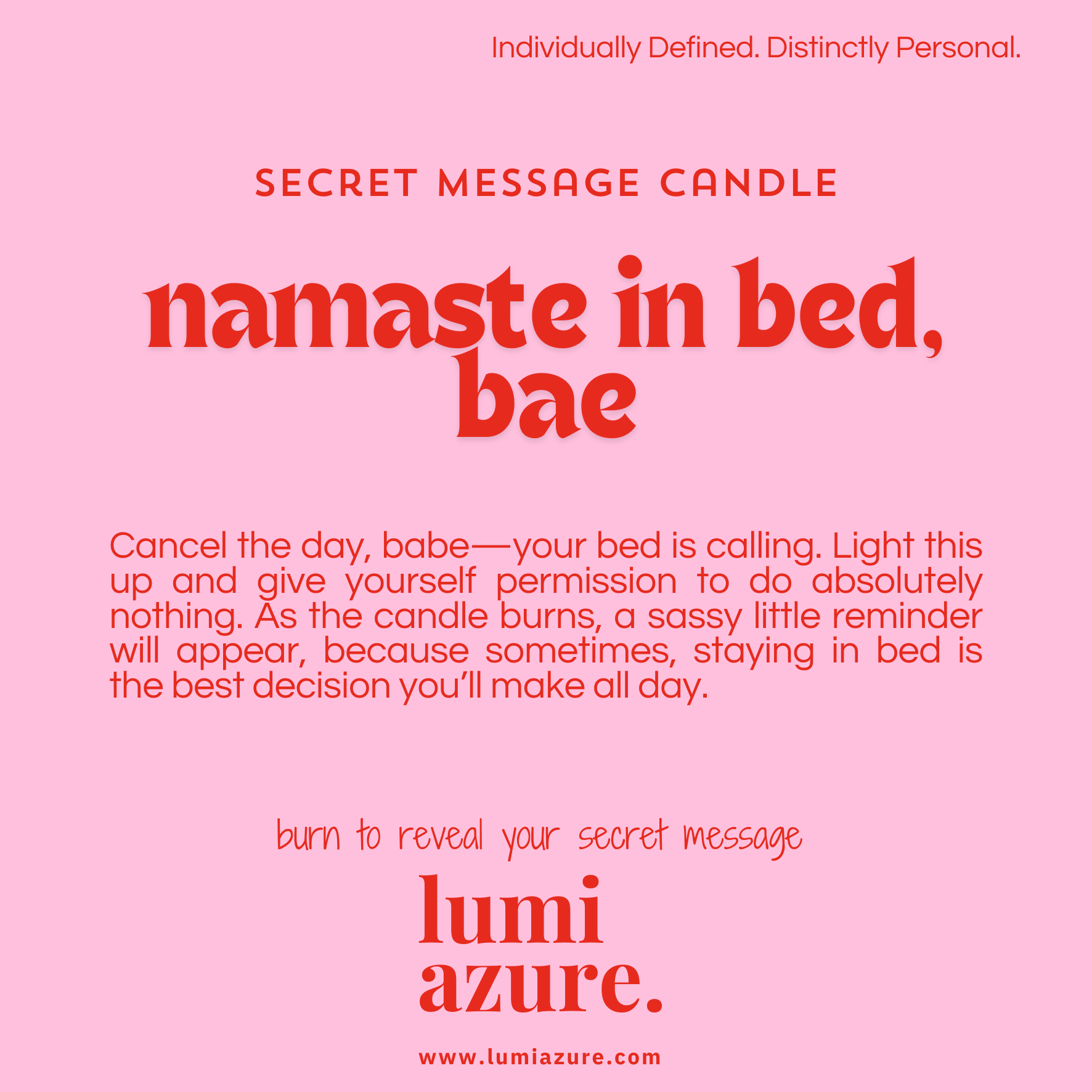 Secret Message Candle - Namaste in Bed, Bae