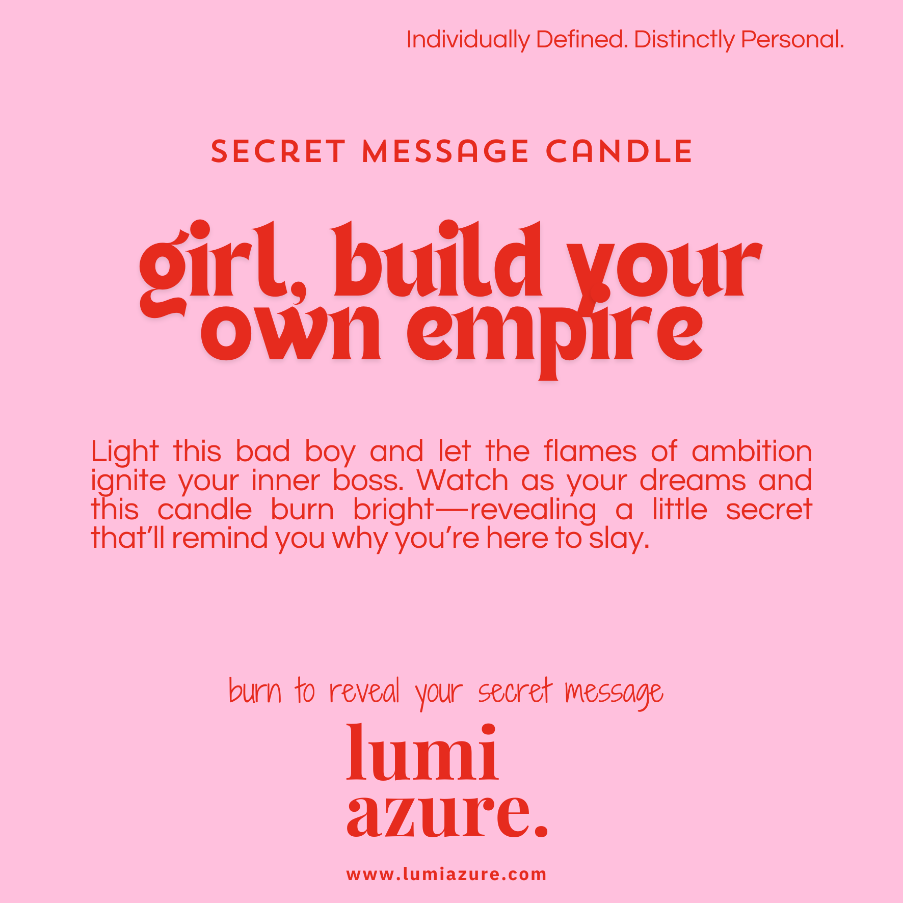Secret Message Candle - Girl, Build Your Own Empire